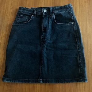 Zara Black Jean High Waisted Skirt